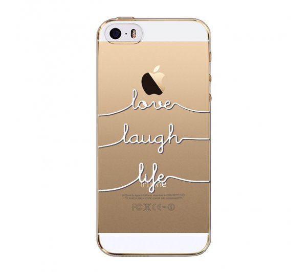 Kryt Love, laugh, life iPhone 5/5S/SE - biely